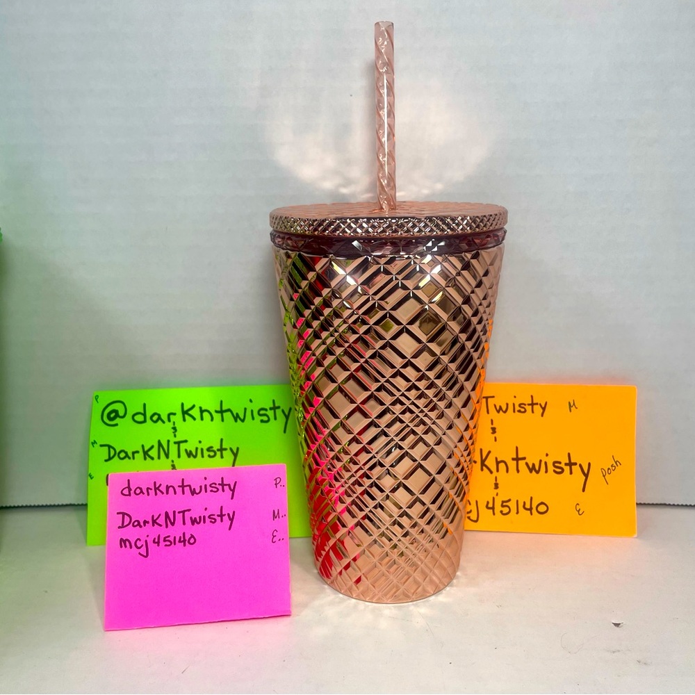 BNWT 1 STARBUCKS 2023 ROSE GOLD JEWELED 16 OZ TUMBLER COLD CUP - Picture 6 of 15